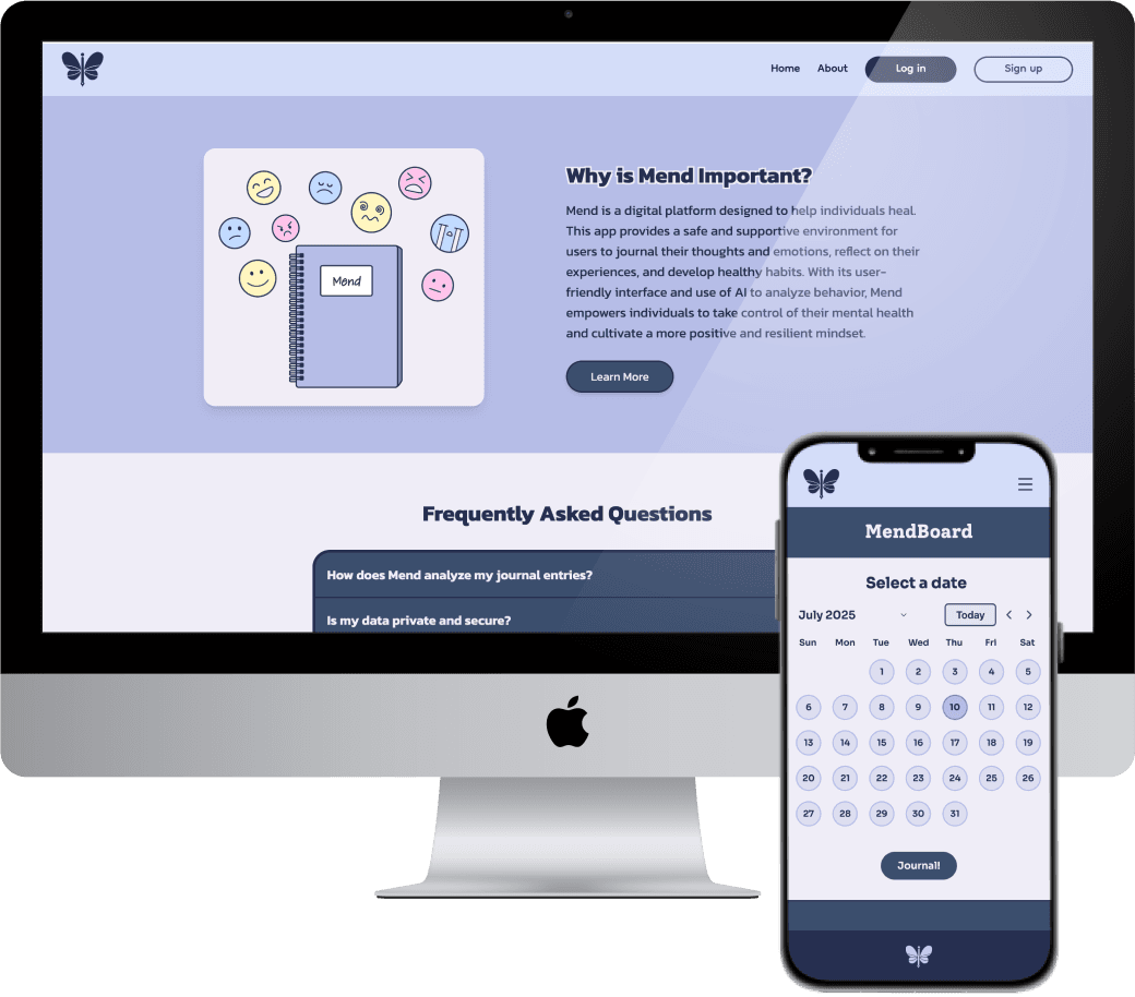 Mend Desktop and Mobile View